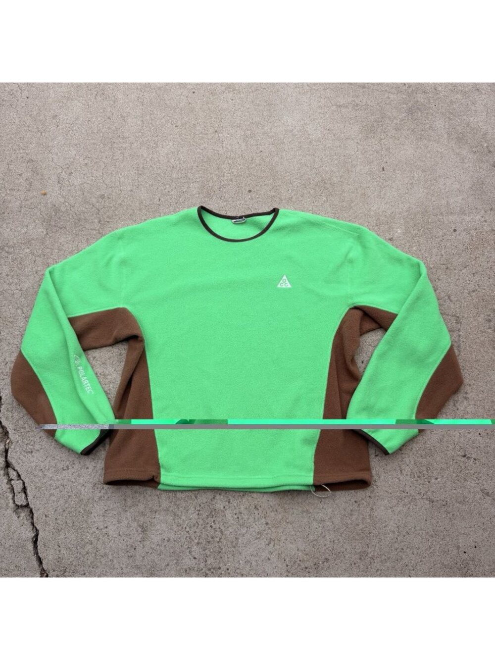 ACG Wolf Tree Polartec Fleece Crew Pullover Green Shock Mosswood Brown Sz Large